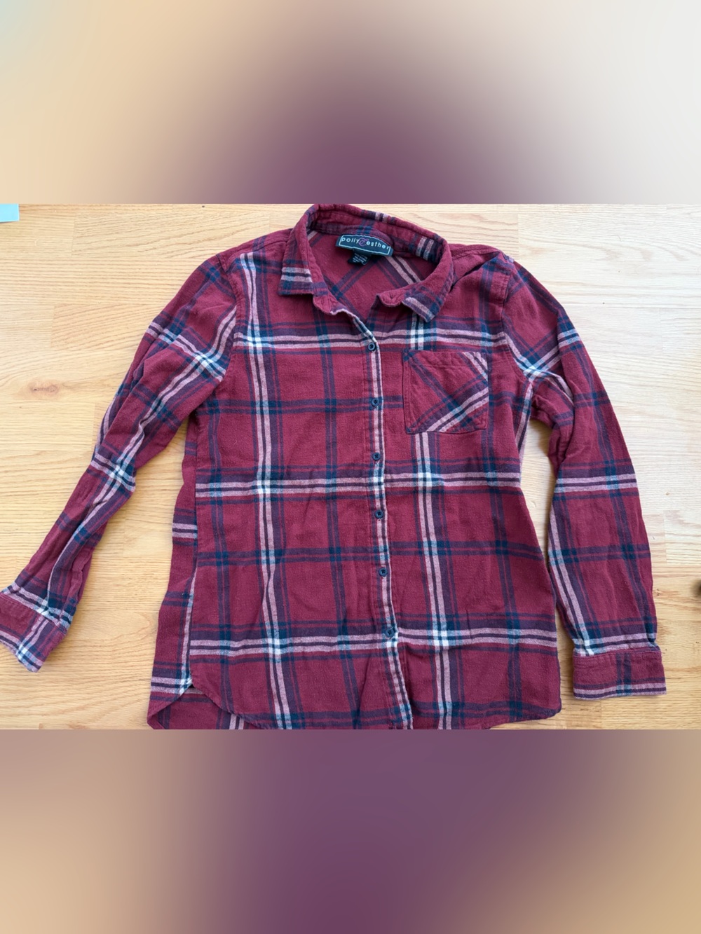 Polly & Esther Red Plaid Button-Down Shirt